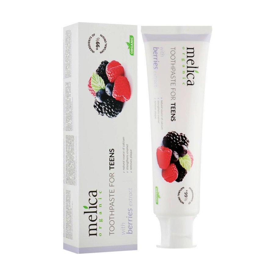 Зубна паста для підлітків Melica Organic Toothpaste For Teens With Berries Extract Ягідний мікс, 100 мл